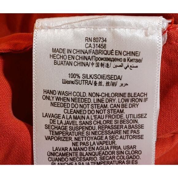 BCBGMaxAzria Jennan Sleeveless Button Up Blouse Large Silk Orange Hi-Lo EUC - Picture 5 of 8